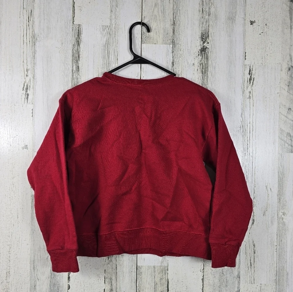 hanes girls super shine red crew neck sweater size large 10-12